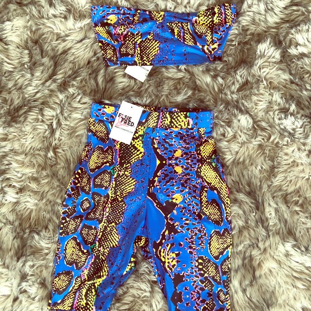 Matching set snakeskin biker shorts and bralette